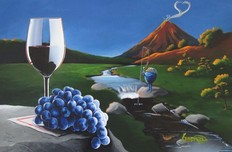 Godard Wine Art Godard Wine Art Casting a Line (Framed)